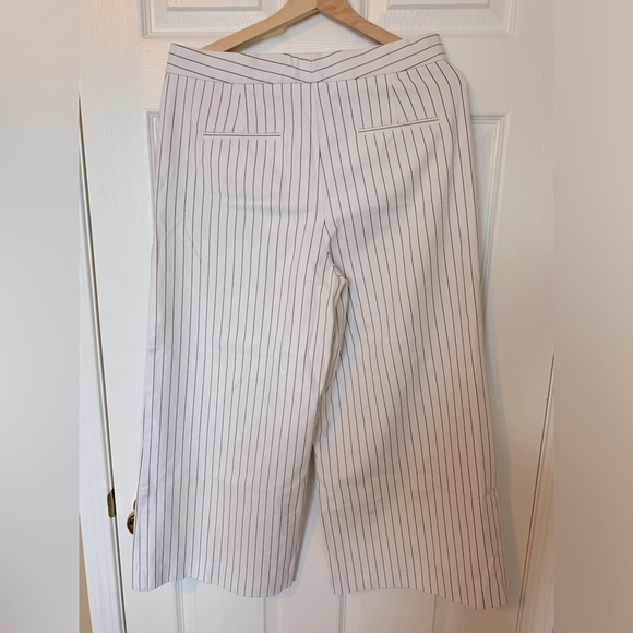 Ann Taylor | white wide leg high-rise pants with black stripes - Picture 5 of 8
